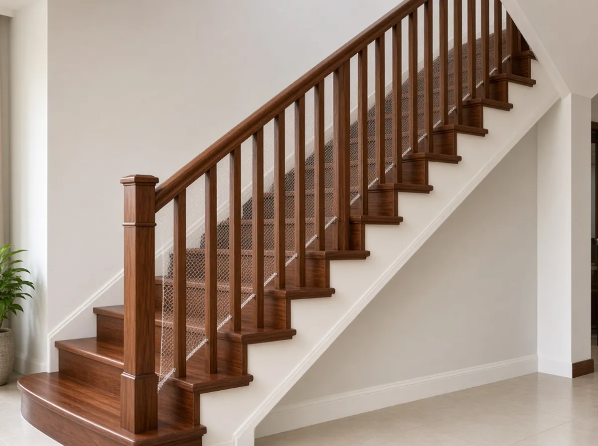 Professional installation of Staircase Safety Nets by SkyShield Safety Solutions